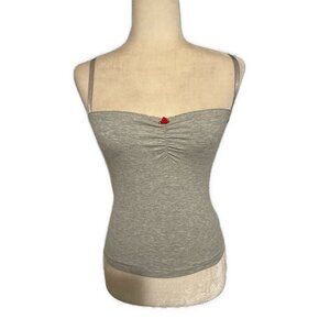 edikted Karlee gray ribbed rose Fitted cami Tank Top Xs